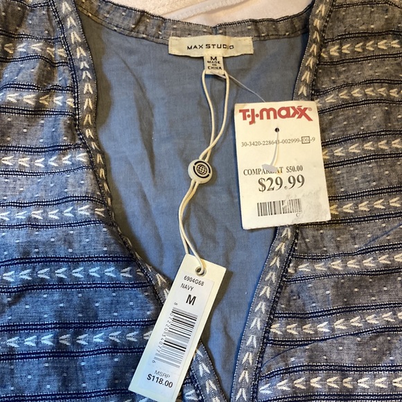 NWT Max Studio navy blended colors dress size M - Picture 3 of 6